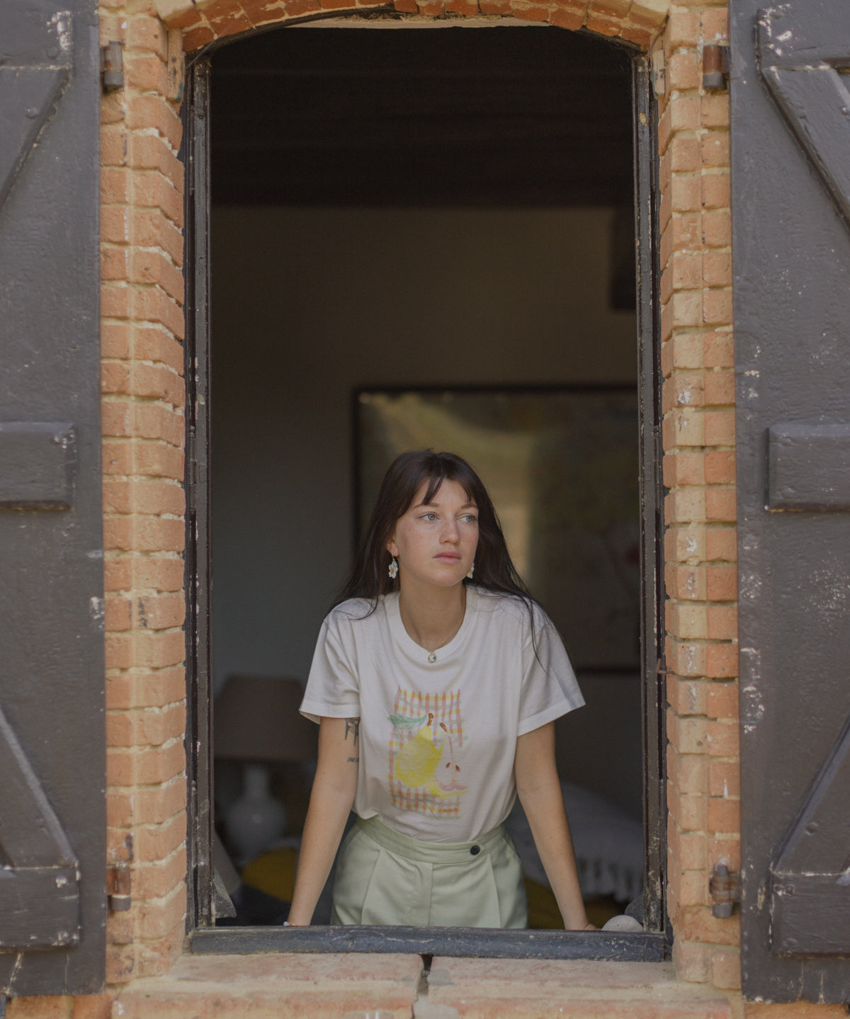 Boucles d'oreilles fleur blanche & oiseau bleu