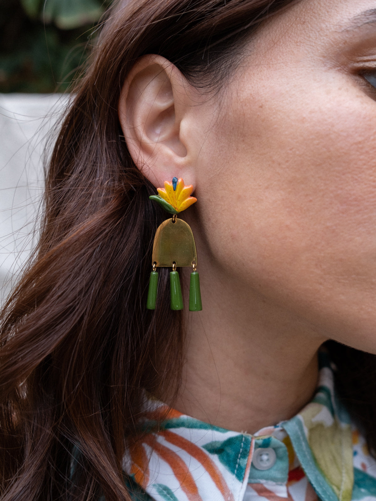 Boucles d'oreilles oiseau de paradis graphique