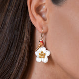 Boucles d'oreilles oiseau linotte sur fleur - Il était une fois