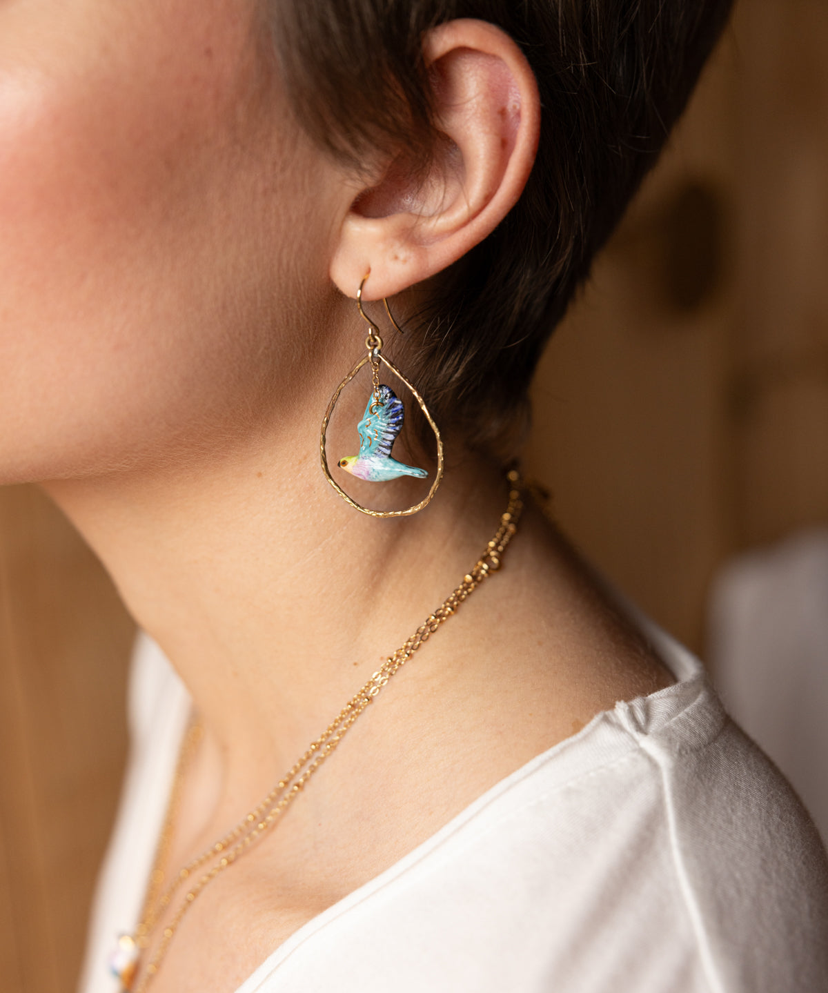 Boucles d'oreilles oiseau volant