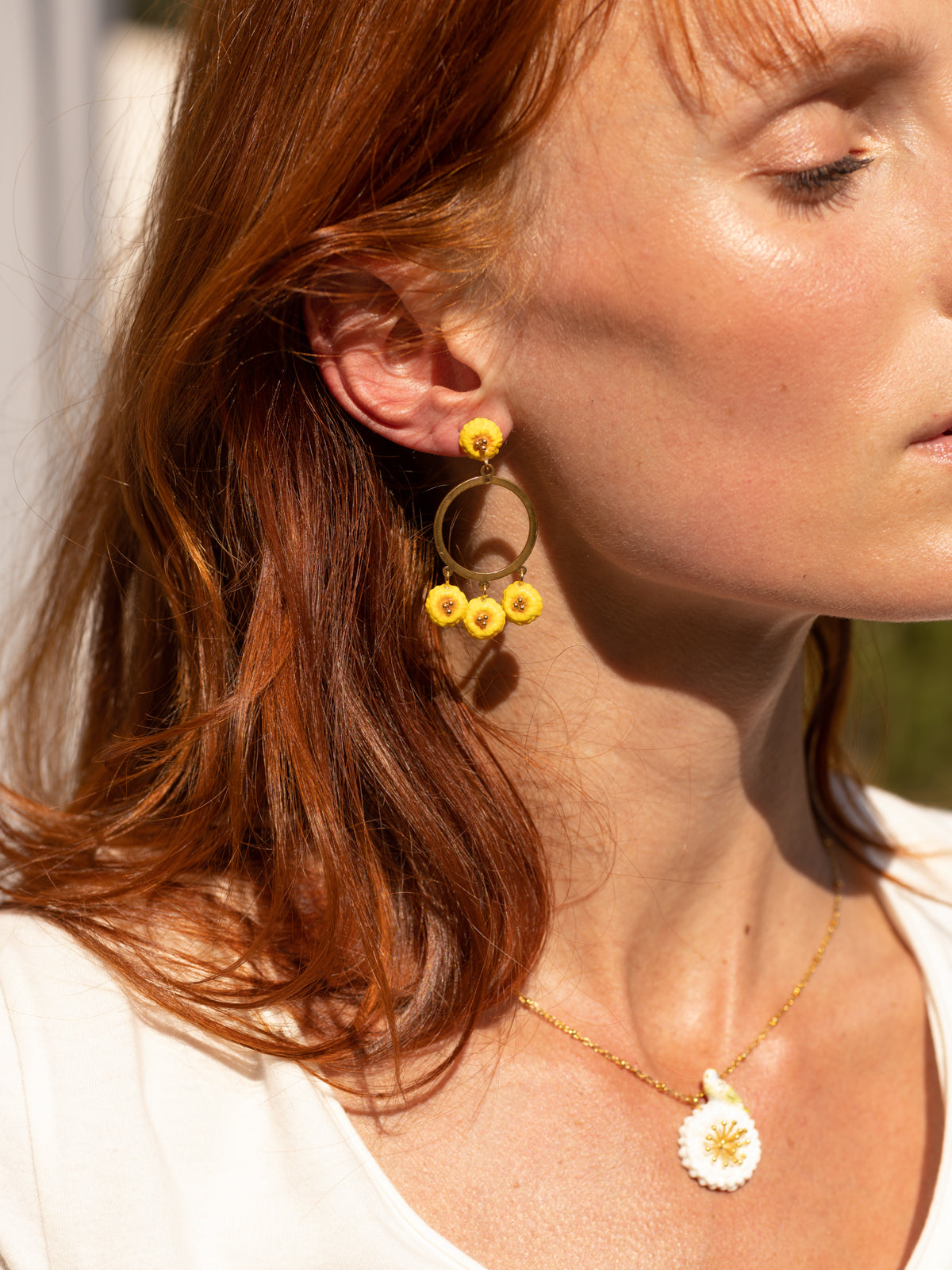 Boucles d'oreilles rondes pissenlit