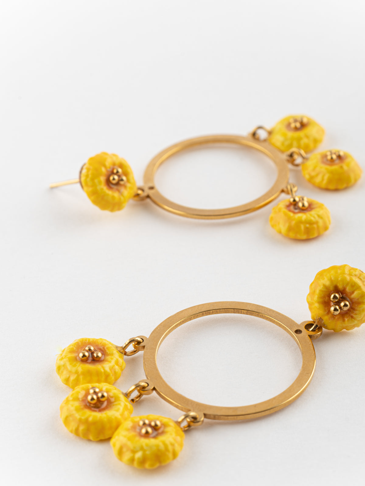 Boucles d'oreilles rondes pissenlit