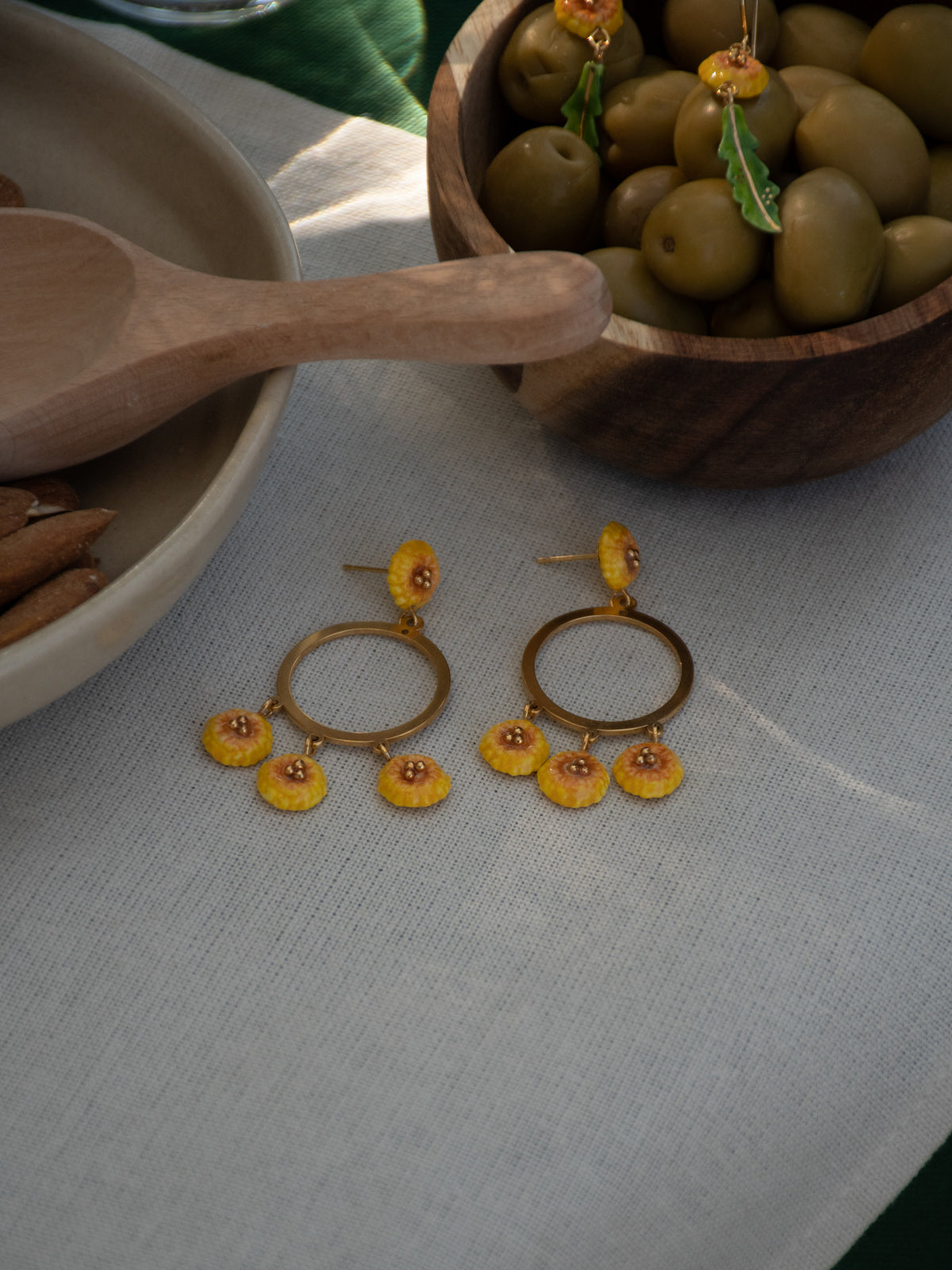 Boucles d'oreilles rondes pissenlit