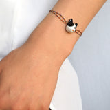 bracelet ajustable en porcelaine peinte à la main et coton animal bouledoque