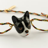 bracelet ajustable en porcelaine peinte à la main et coton animal bouledoque