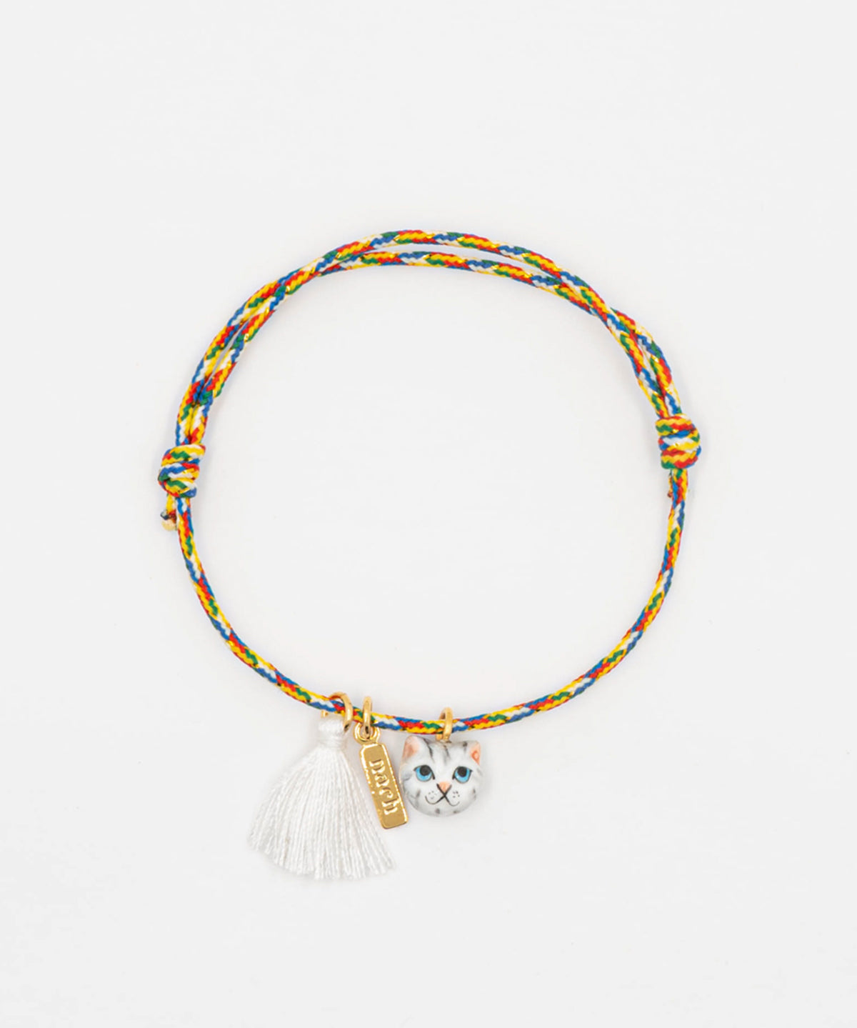 Bracelet charm's multicolore chat tabby avec pompon