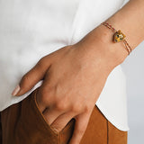 bracelet ajustable en porcelaine peinte à la main et coton animal léopard