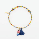 Bracelet charm's multicolore perroquet rose avec pompon