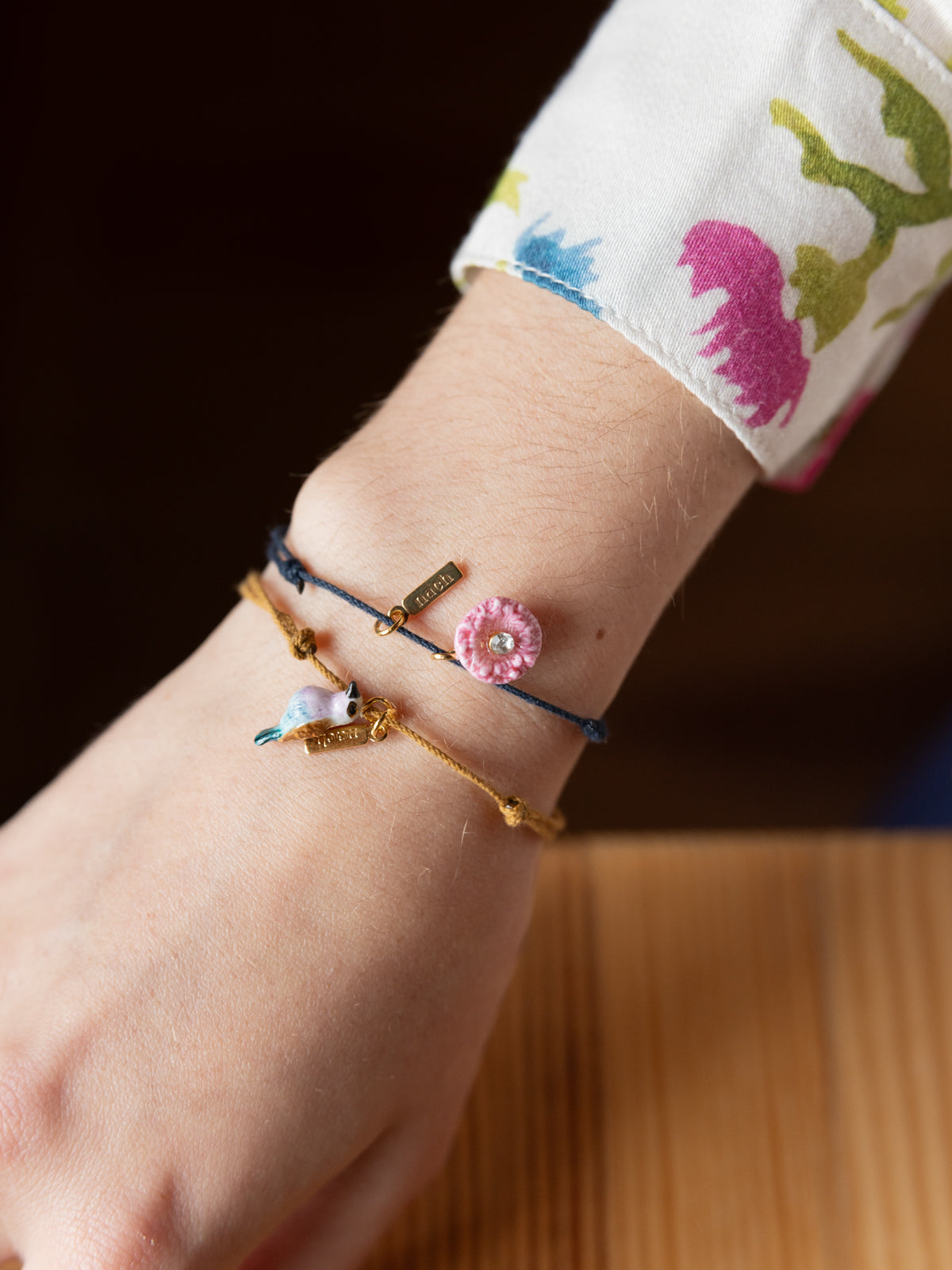 Bracelet cordon oiseau