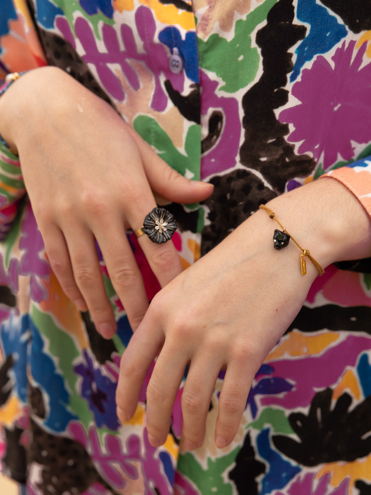 Bracelet cordon panthère noire