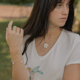 Bracelet fleur de poirier & chaton tabby