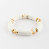 Bracelet perles blanches coquillage