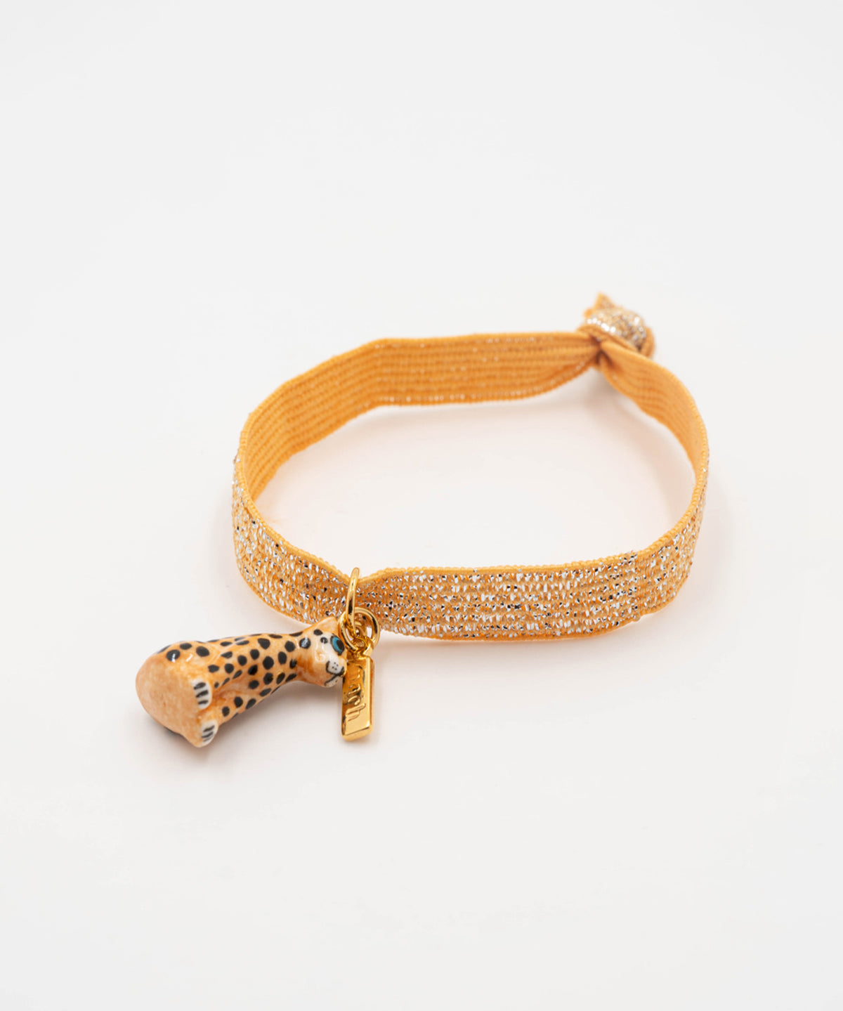 Bracelet twistband élastique doré léopard