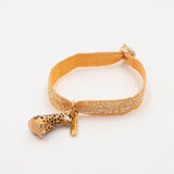 Bracelet twistband élastique doré léopard