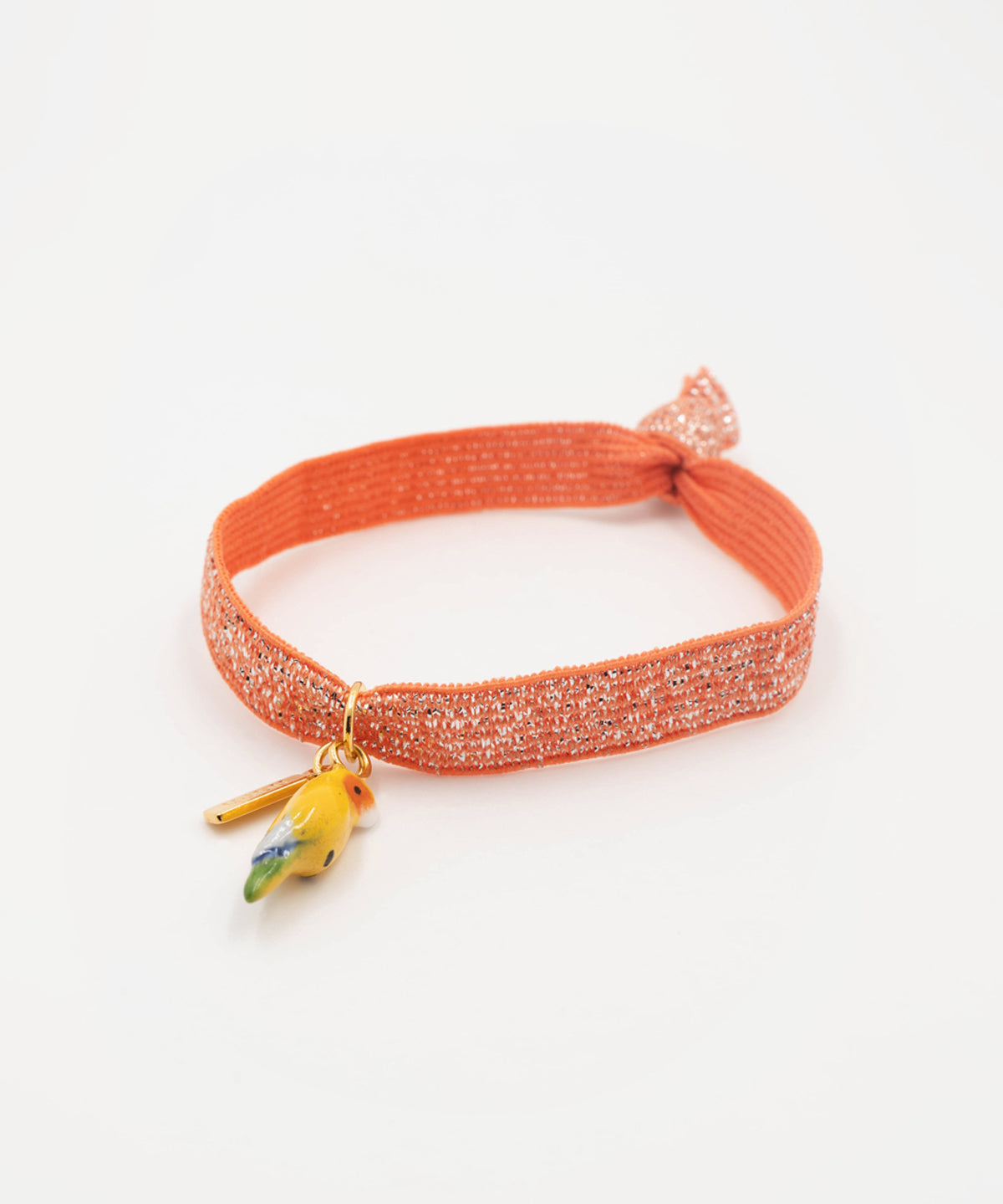 Bracelet twistband élastique orange perroquet jaune