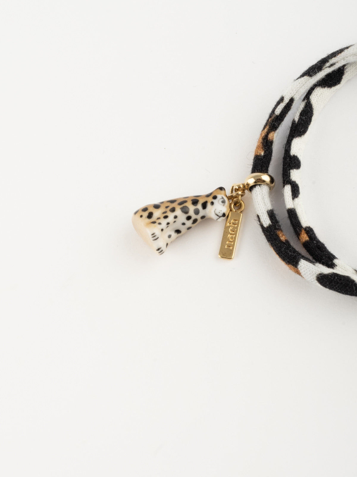 Bracelet ajustable en porcelaine coton upcyclé et laiton doré