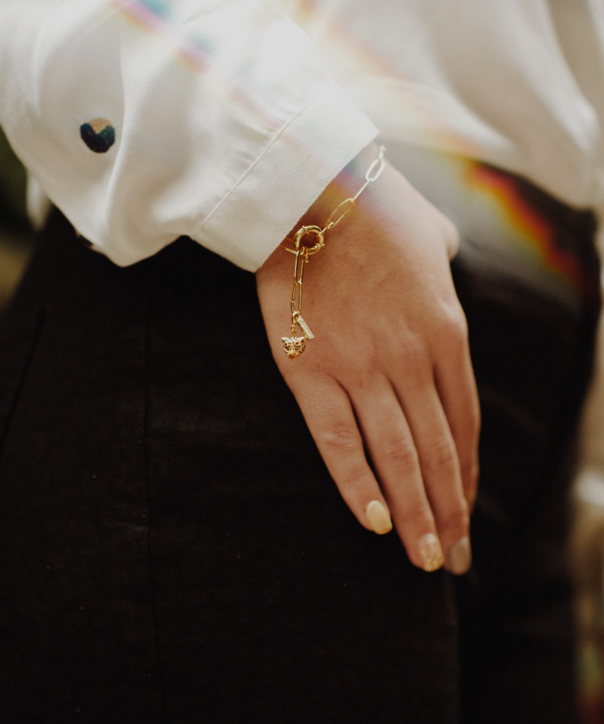 Charm's léopard animal porcelaine peint à la main