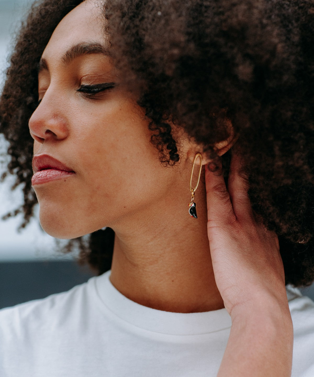 Charm's animal macareux porcelaine peint à la main