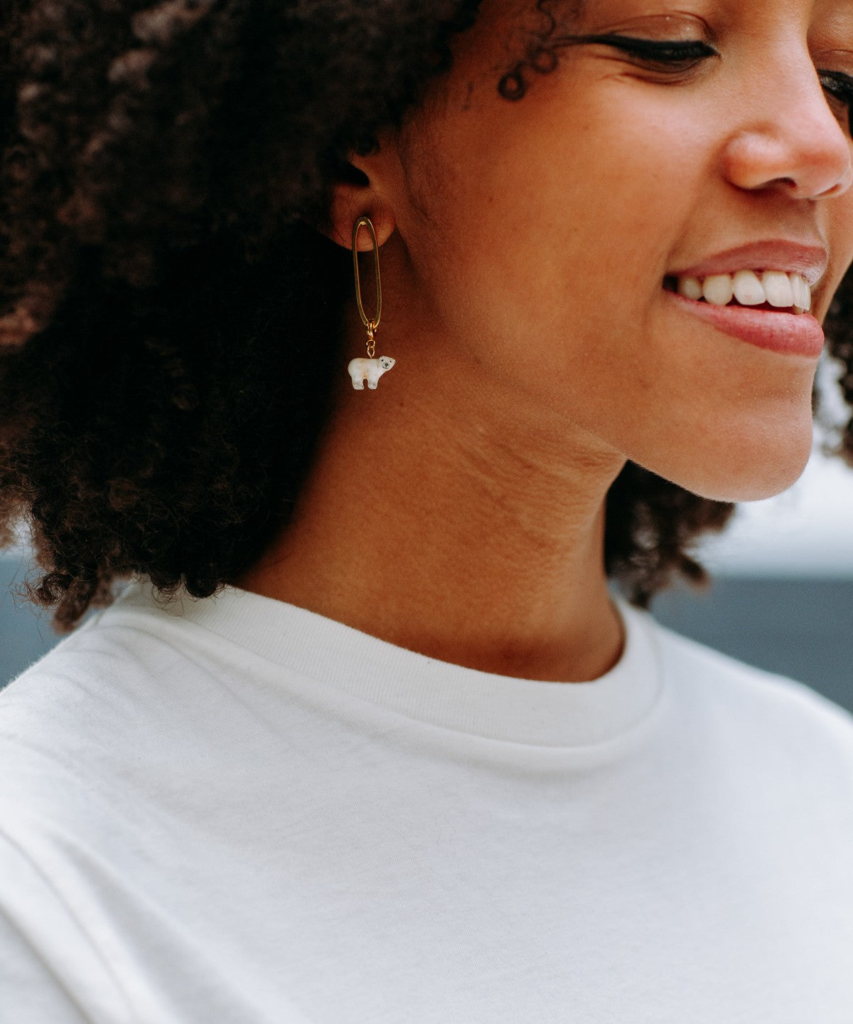 Charm's ours polaire animal porcelaine peint à la main