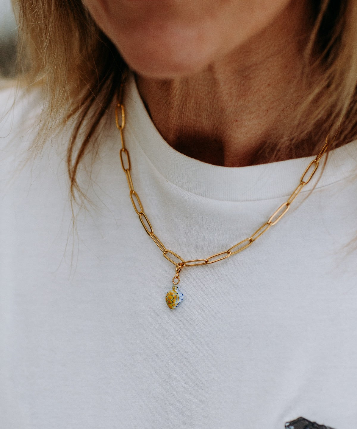 Charm's tortue animal porcelaine peint à la main