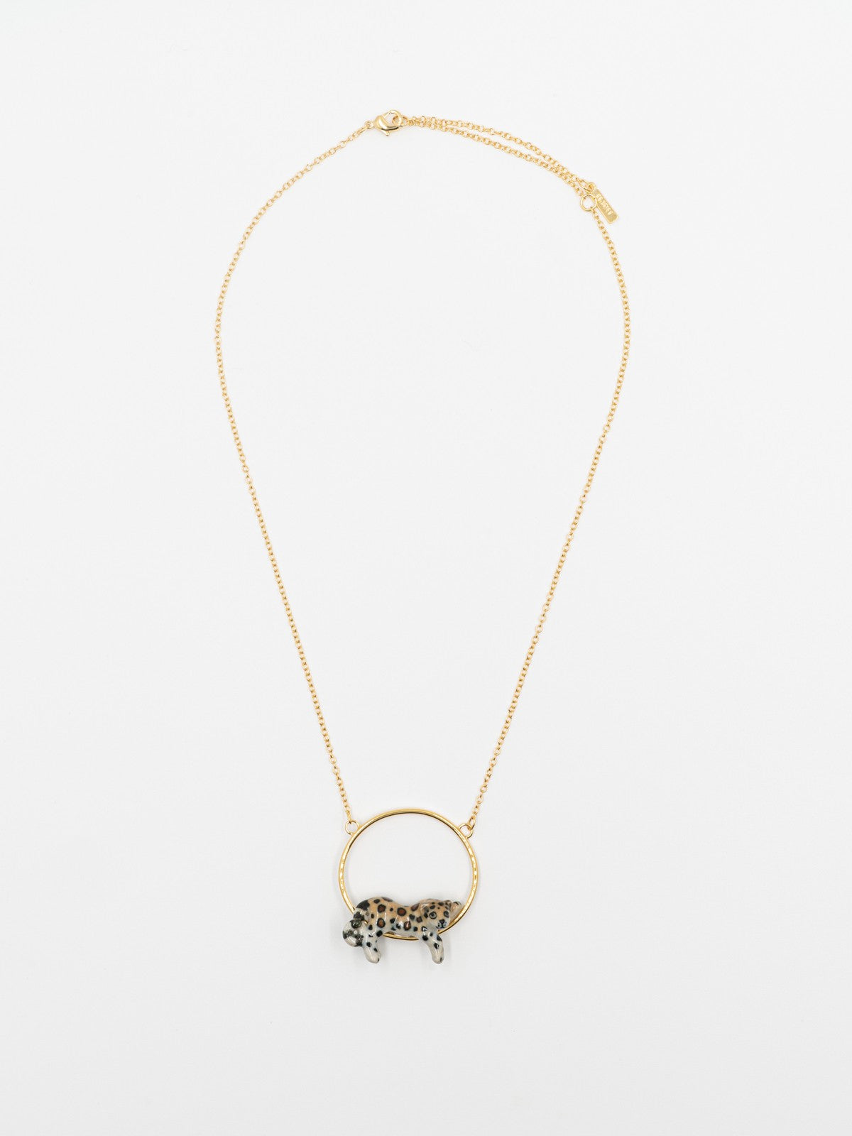 Collier leopard animal porcelaine peint à la main