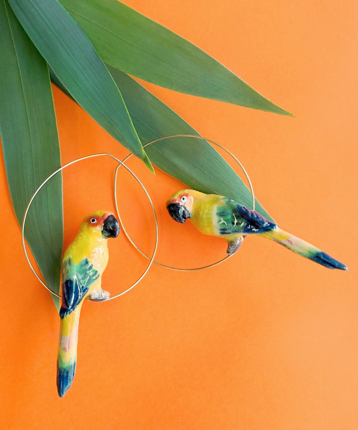 créoles oiseau en porcelaine