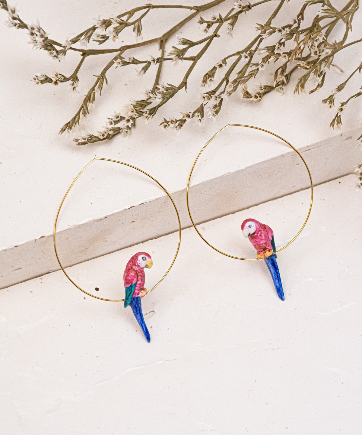 Créoles oiseau perroquet rose nach