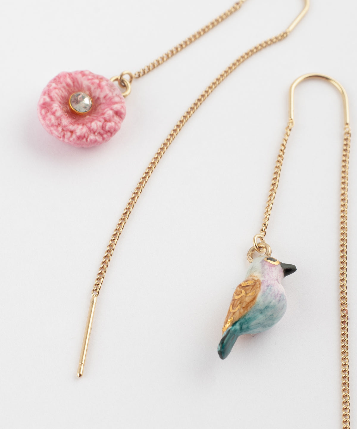 Longues boucles d'oreilles chardon & oiseau