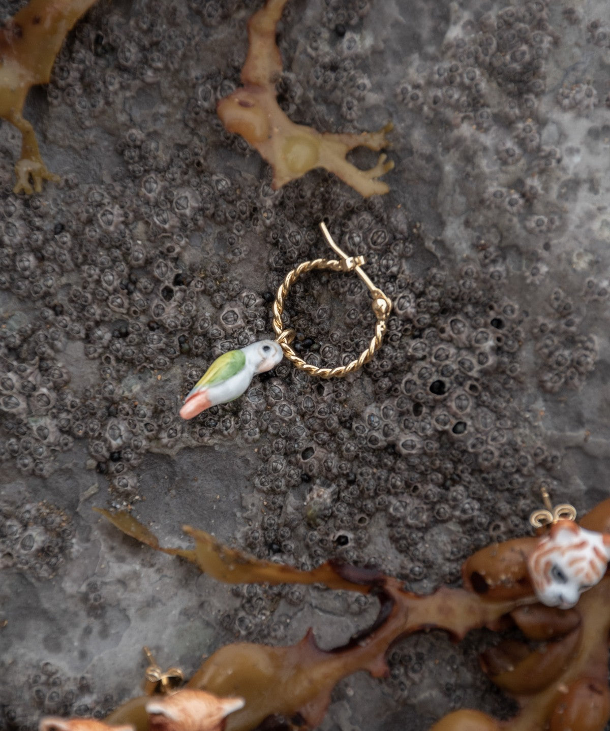 Mini créole perroquet ara animal porcelaine peint à la main