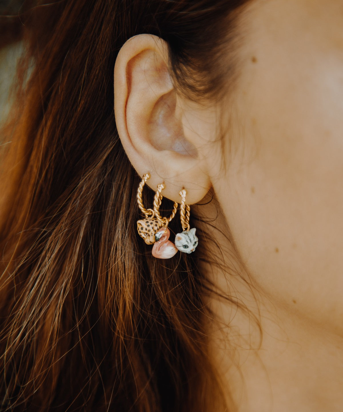 Créoles dorées léopard porcelaine nach