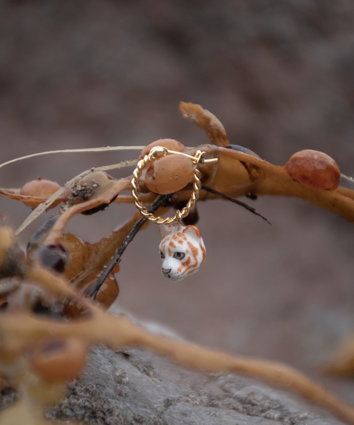 Mini créole tigre blanc animal porcelaine peint à la main