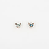 boucles d'oreilles puces chat gris tabby porcelaine