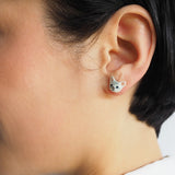 boucles d'oreilles puces chat gris tabby porcelaine