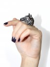 hand painted porcelain ring zebra with mane