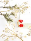 adjustable ring in hand painted porcelain with red mouth