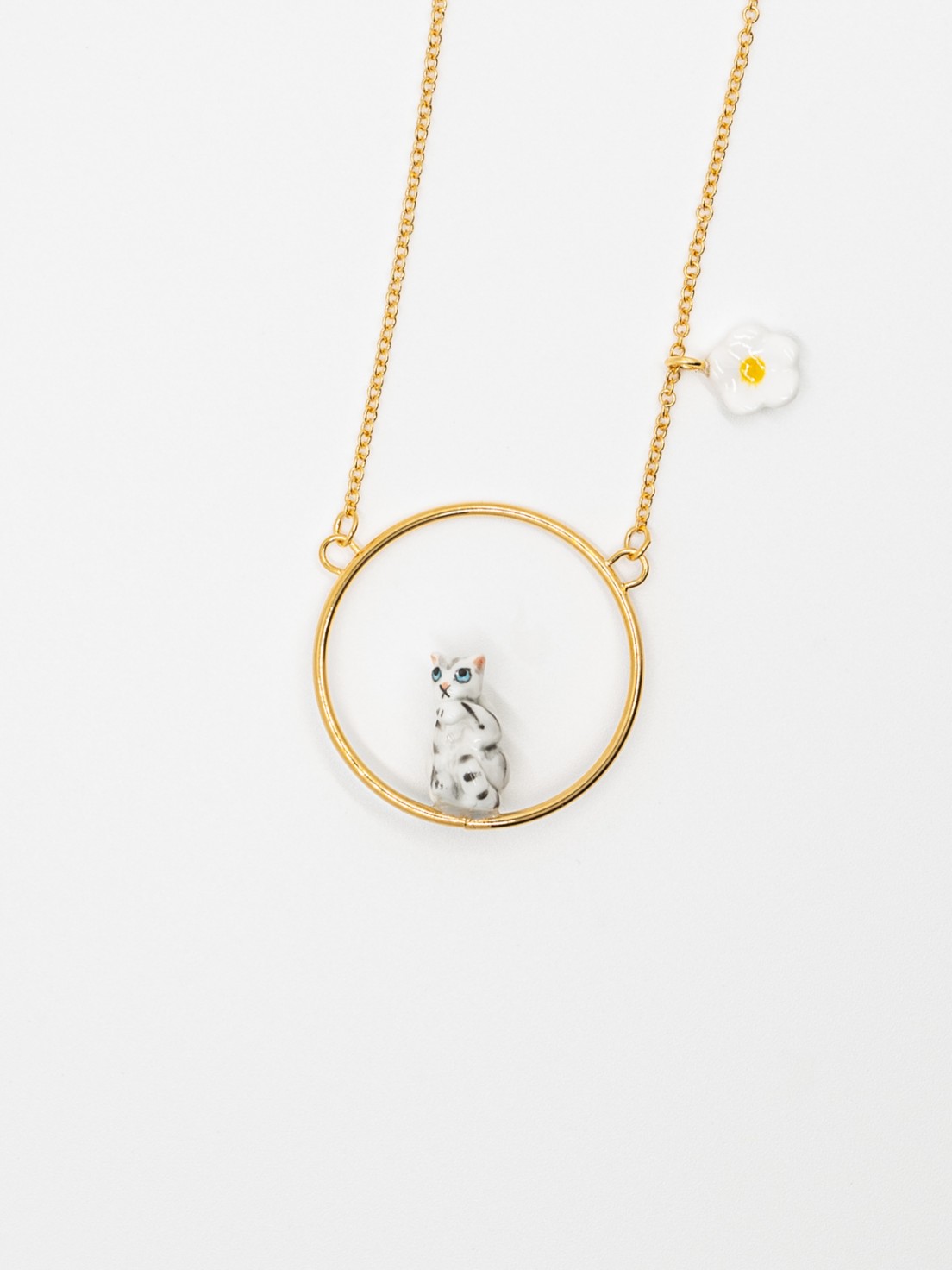 14k gold cat necklace