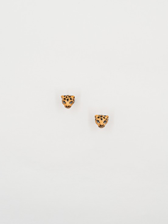 boucles d'oreilles puces léopard porcelaine