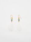 earrings blue and yellow budgie white feather