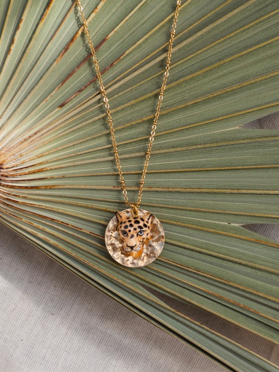 necklace leopard porcelain hand painted