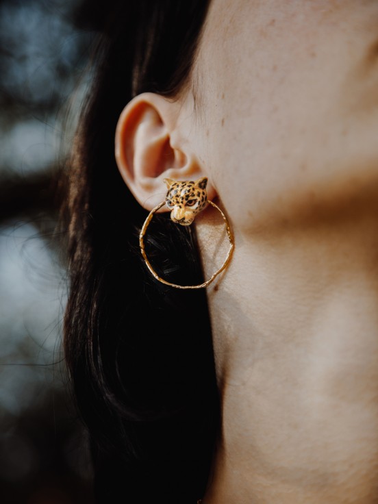 Leopard round earrings
