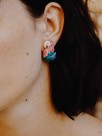 Nach Pink parrot stud earrings