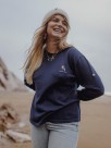Navy blue round neck sweater with animal embroidery bird