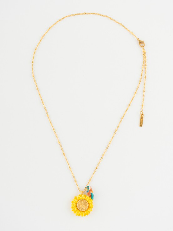 Sunflower and bird bee-eater necklace Nach