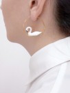 Golden hoop earrings white swan porcelain