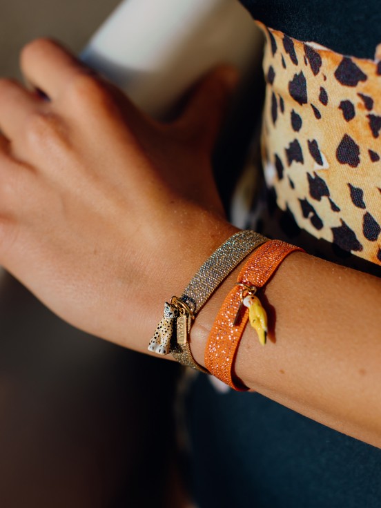bracelet élastique brillant rose perroquet