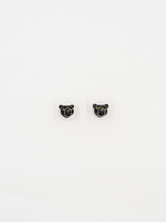 earrings black panther head porcelain