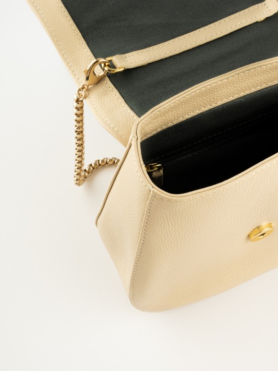 Pochette bag in beige leopard head leather
