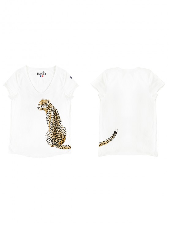 T-shirt blanc guépard 100% coton