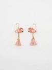 Flamingo with pompoms earrings