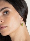 green bird hoop earrings
